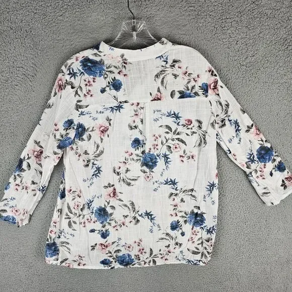 Charlie B Floral Henley Shirt Made in Italy Size P/S - Picture 2 of 9